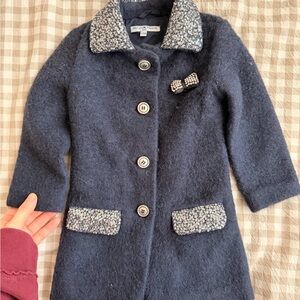 Mayoral Navy Pea Coat with Floral Details